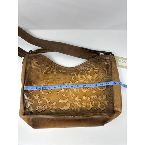 Civico 93 NWT Genuine Embossed Brown Leather Made in Italy Shoulder Bag Purse - Picture 8 of 9